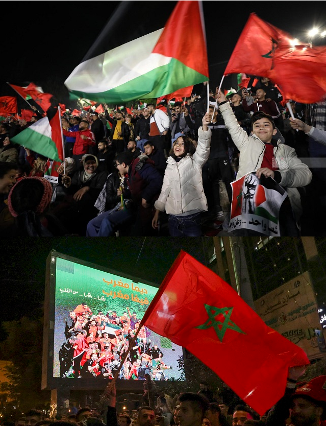 الفلسطينيون يحتفلون بالتأهل التاريخي للمنتخب المغربي